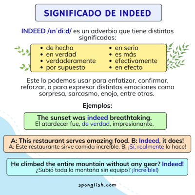 significado de indeed en español