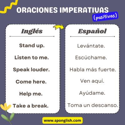 oraciones imperativas positivas en inglés