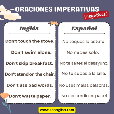 oraciones imperativas negativas en inglés