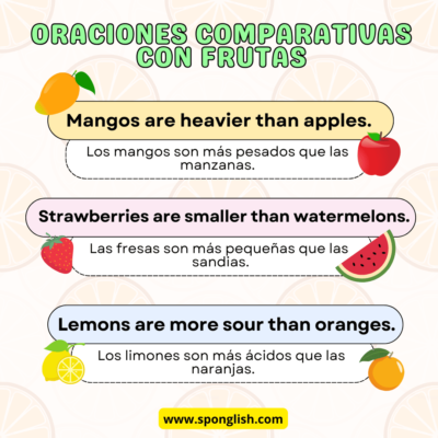 oraciones comparativas con frutas en inglés