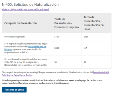 ciudadanía americana precios 2025