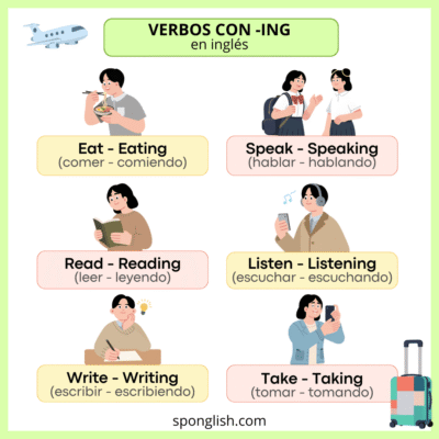lista de verbos con ing en ingles con ejemplos faciles