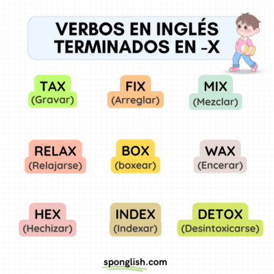 verbos en ingl&eacute;s terminados en x